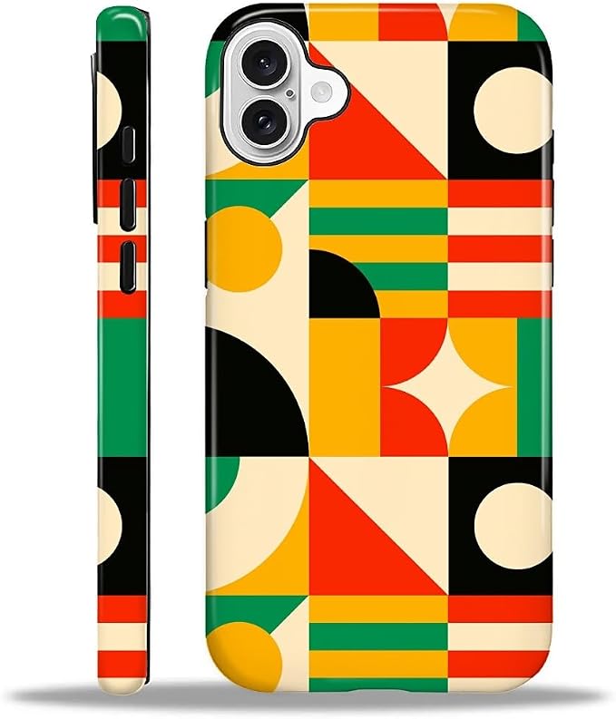 ZHEGAILIAN Case for iPhone 16, Geometric Colors Durable Shockproof Silicone + by Home