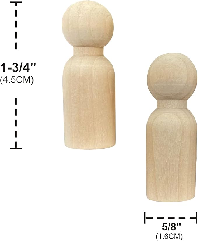 75 Pieces Wood Peg Dolls Unfinished Wooden People Craft Blank Family Figures - Image 2