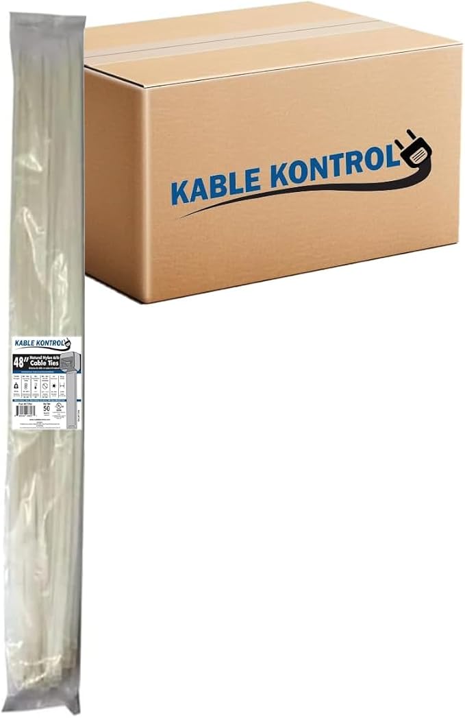 Kable Kontrol Cable Zip Ties Natural White 500 Pcs 48 Inch, 175 Lbs Tensile by KABLEKONTROL%C2%AE