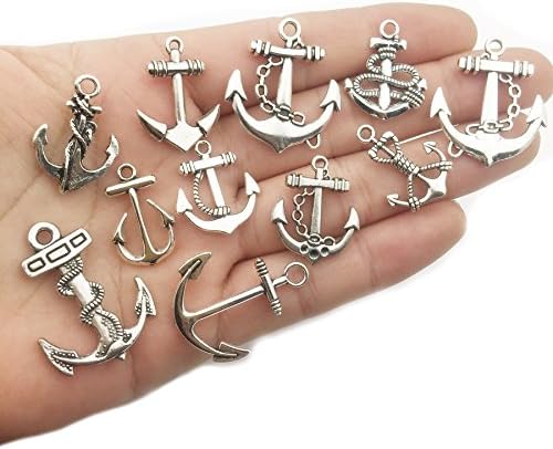 iloveDIYbeads 100g Craft Supplies Antique Silver Ship Wheel Anchor Charms - Image 4