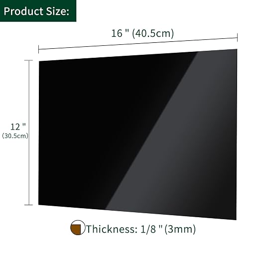 UU&FIL Black Acrylic Sheets 12" x 16", 2 Pack 1/8 Inch Thick Cast Plexiglass - Image 2