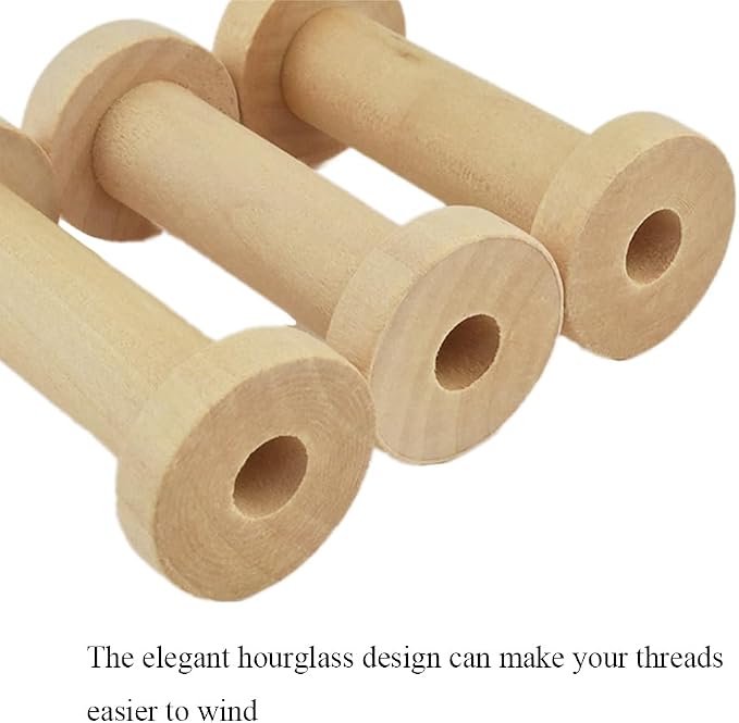 HAHIYO 2.76Inch/7cm 3PCs Natural Wood Unfinished Wooden Empty Thread Spool - Image 4