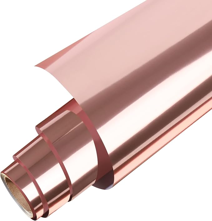 Gatichetta Metallic HTV 12" X 6ft Heat Transfer Vinyl Roll Rose Gold Foil Iron by Gatichetta