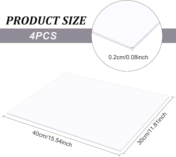 BENECREAT 4 Pcs 2mm PVC Foam Sheet White Plastic Sheet 11.8x15.7 Inch - Image 2