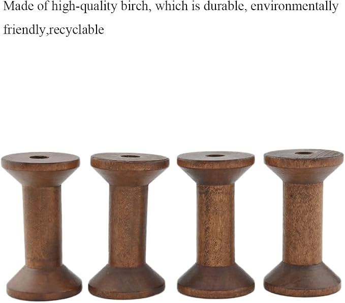 HAHIYO 2.36Inch/6cm 4PCs Light Brown Color Wood Spool - Image 5