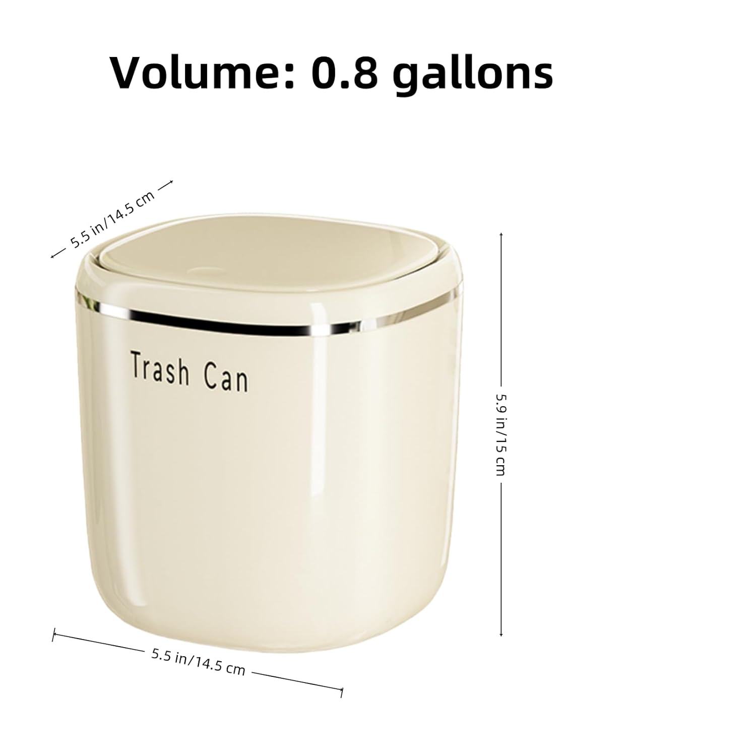 0.8 Gallon Desktop Mini Trash Can with Push-Open Lid, Small Waste Baskets Includes 50 Free Bags, Small Eco-Friendly PP Waste Bin for Office Desk, Bedroom, Bathroom Tiny Garbage Can (White)