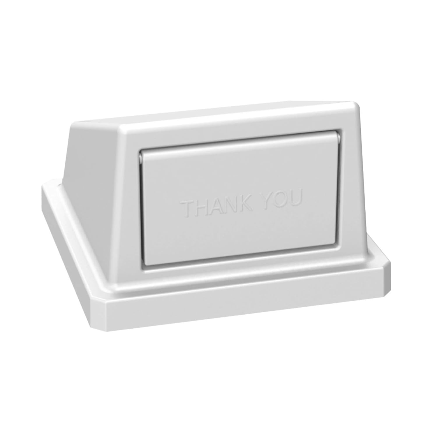 32 Gallon Square Slatted 100% Recycled Plastic Heavy-Duty Commercial Outdoor or Indoor Trash Can with Push Top Lid | Great for Schools and Businesses - White