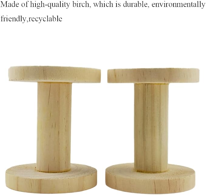 HAHIYO 4Inch/10cm 2PCs Natural Wood Unfinished Wooden Empty Thread Spool Smooth - Image 5