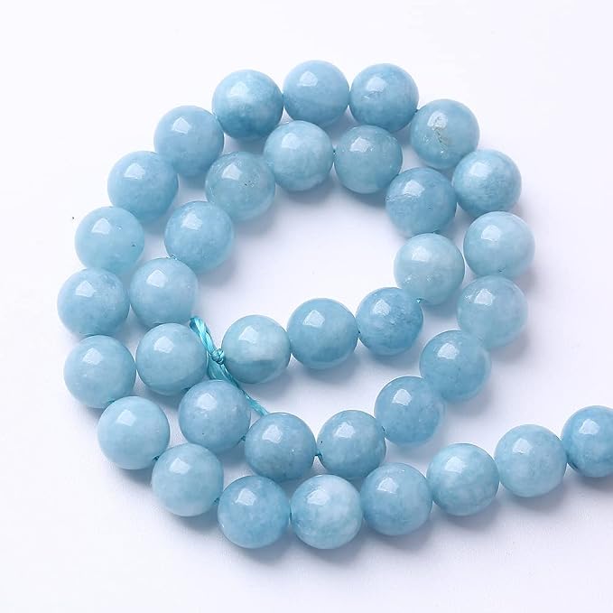 45Pcs 8mm Natural Blue Chalcedony Jades Beads - Image 5