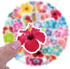 64pcs Aesthetic Hibiscus Stickers - Image 2
