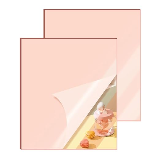 2 Pcs 12 x16 Inch Rose Acrylic Mirror Sheet, 1/8 Inch Thick Opaque Glossy Mirror by CEUQIESO