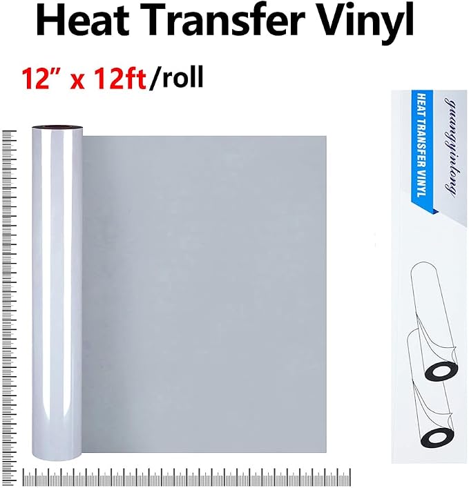 guangyintong Heat Transfer Vinyl Gray HTV Rolls, Matte Surface PU Material - Image 2