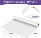 TUMIYA Heat Transfer Vinyl Reflective White HTV Roll, Reflective HTV Vinyl - Image 2