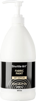 Shuttle Art White Fabric Paint, 33.8 oz Large Bottle by ShuttleArt