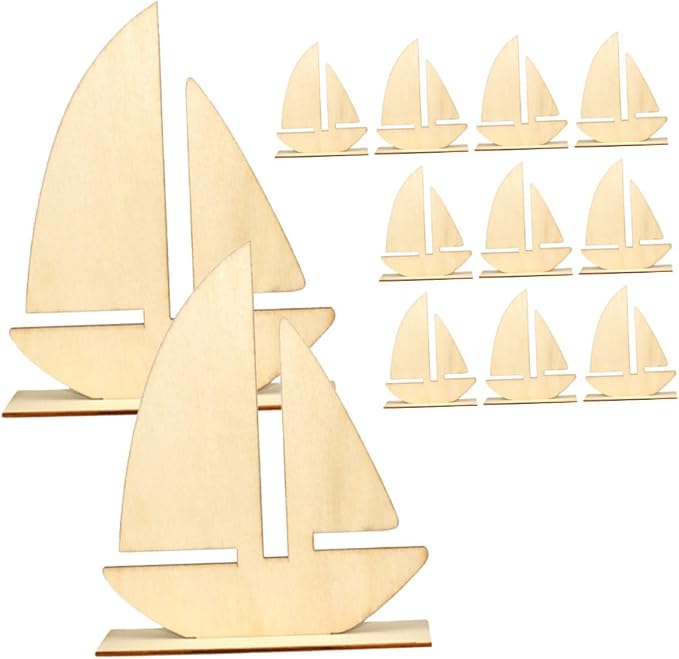 Lurrose 12pcs Wood Painting Toys Painting Clay Base Unfinished Wooden Craft by Lurrose