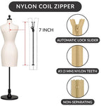#3 Nylon Coil Zipper 7 Inch Non-Separating Closed End – Cream – Replacement - Image 2