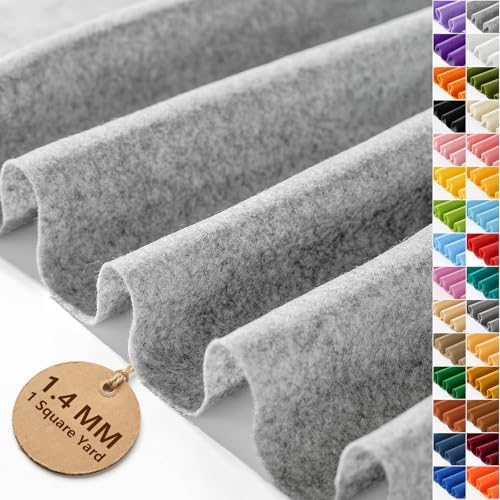Gray Felt Fabric 36'' X 36'', 1.4mm Large Felt Sheets Soft Durable Crafts Felt by FEIYAUMI