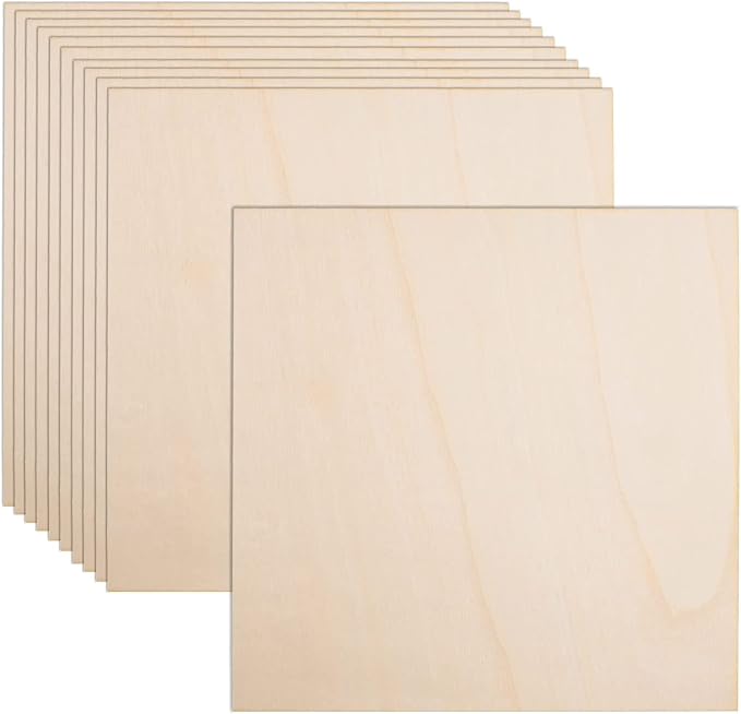 12 Pack Basswood Sheets for Crafts-16 x 16 x 1/8 Inch- 3mm Thick Plywood Sheets by AWIZOM