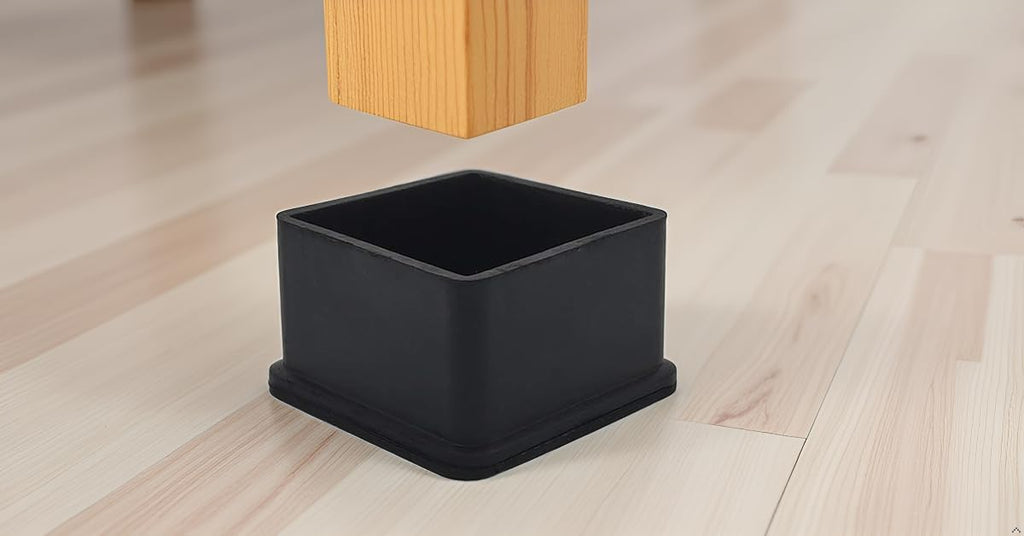 Flyshop Heavy Duty Non-Slip Rubber Leg Tips Floor Protectors Square Chair Leg Caps 50 x 50 mm, 2" x 2", Black, 20PCS