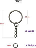 50Sets 1 inch Keychain Rings Gun Black Split Round Key Ring - Image 2