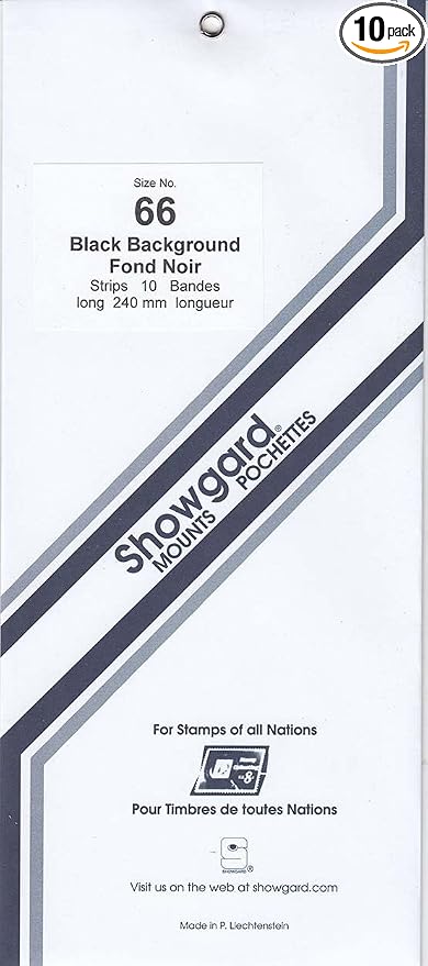 Strip Style Black Stamp Mounts Size 66 by Showgard