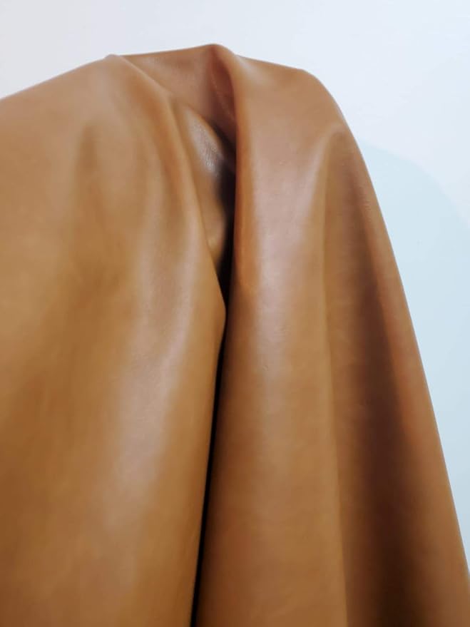 NAT Leathers | British Tan Pebbled Soft Faux Vegan Leather PU | 1 Yard Cut by - Image 2