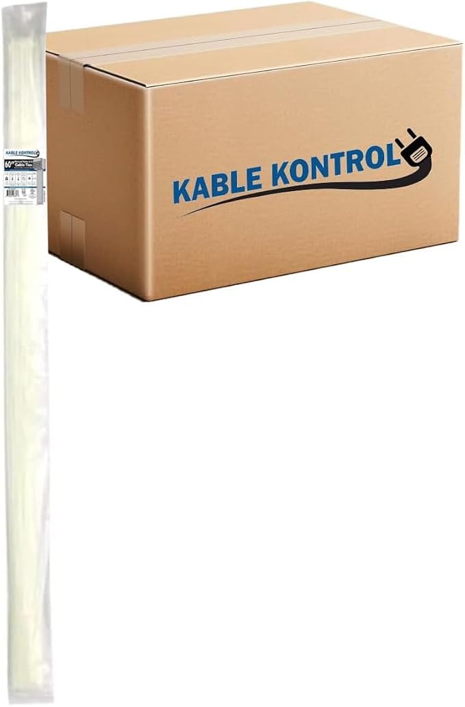 Kable Kontrol Cable Zip Ties Natural White 500 Pcs 60 Inch, 175 Lbs Tensile by KABLEKONTROL%C2%AE