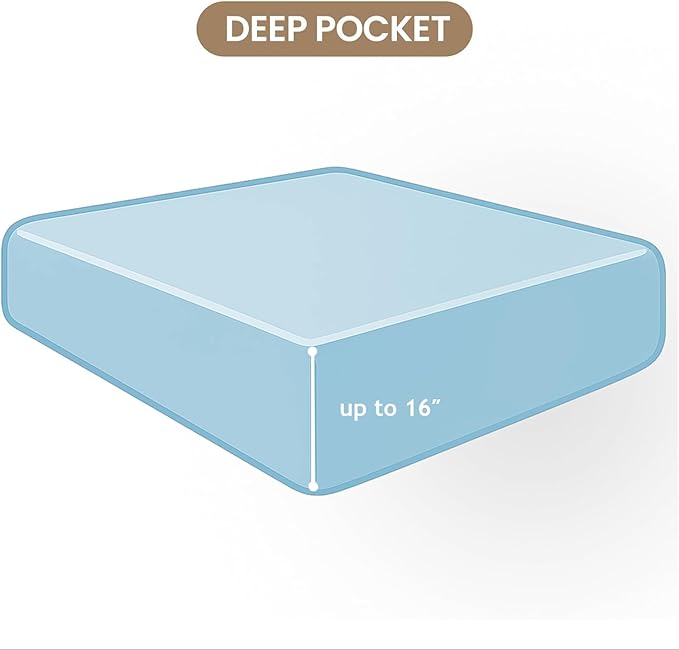 ROSE&RISY Light Blue Twin Fitted Sheet, Soft and Breathable - Image 6