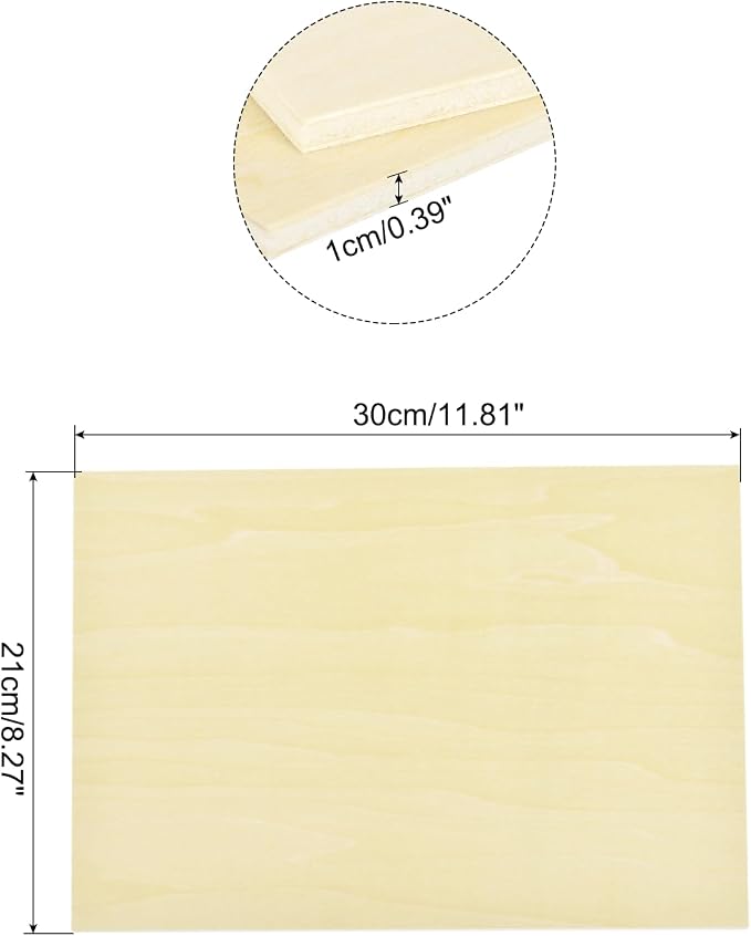 MECCANIXITY 3pcs Basswood Sheets 12 x 8 x 3/8 Inch Unfinished Wood Boards - Image 2