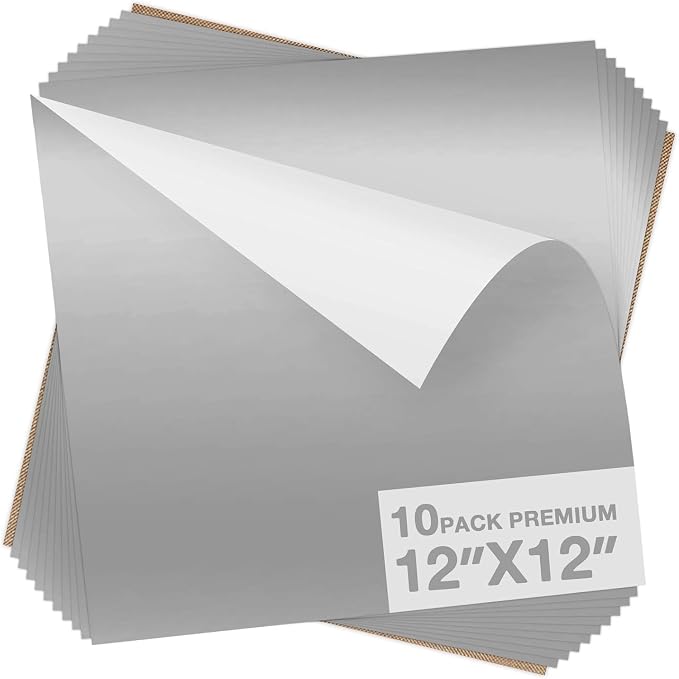 Dysania Silver Heat Transfer Vinyl, 10 Pack 12 x 12in Silver HTV Vinyl | Iron by Dysania