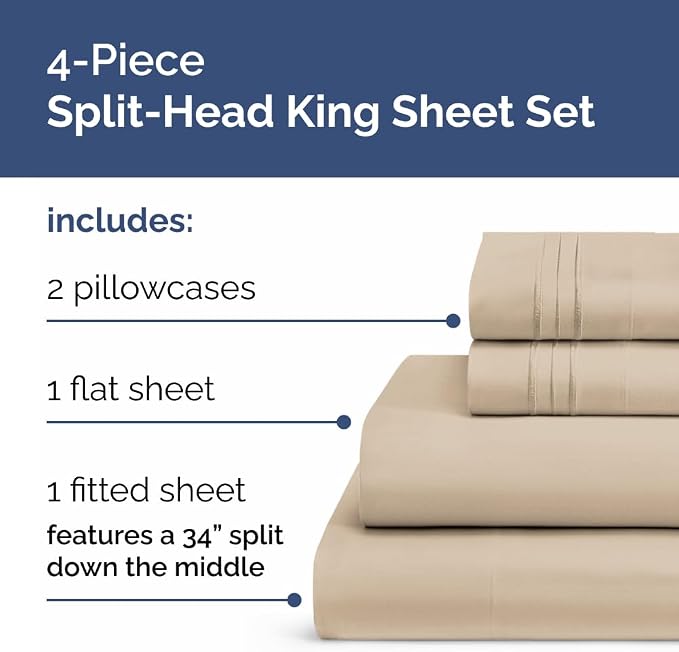Flex Top Split Head King 4 Piece Sheet Set - Image 2