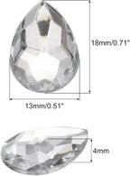 MECCANIXITY 50PCS Flat Back Acrylic Teardrop Gems 13x18mm Artificial Rhinestones - Image 2