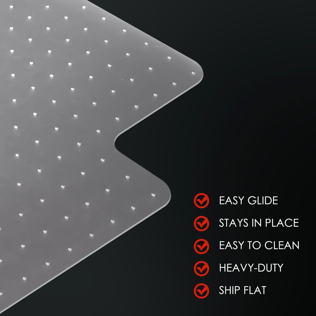 Kuyal Office Chair Mat for Carpet, 2 Pack 45x53 Clear Heavy Duty Computer Chair Mat with Lip, Under Desk Protector Carpeted Floors Mat, Easy Chair Movement,Ship Flat