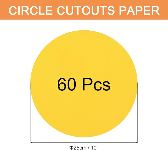 MECCANIXITY 60 PCS Golden Yellow Color Circle Cutouts Paper 10 Inch Round Card - Image 2