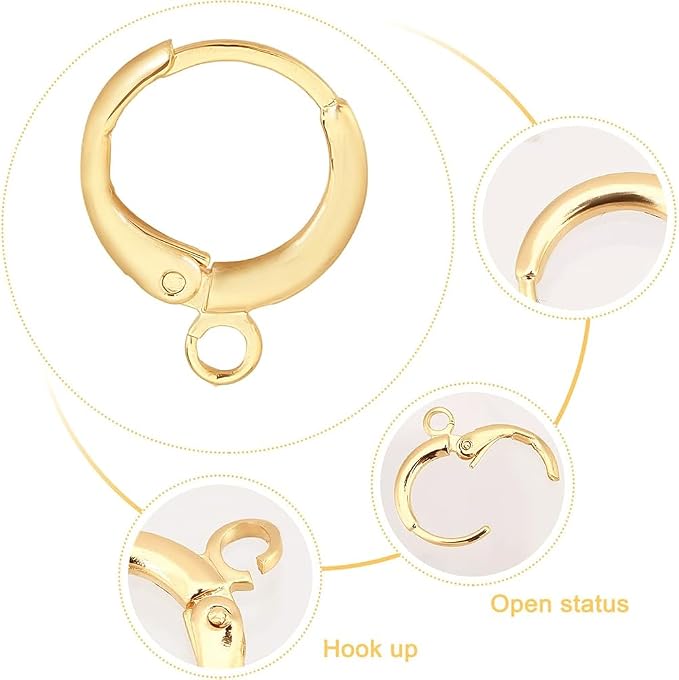 PH PandaHall 30pcs 18K Gold Plated Earring Hooks Huggie Hoop Earring Findings - Image 5
