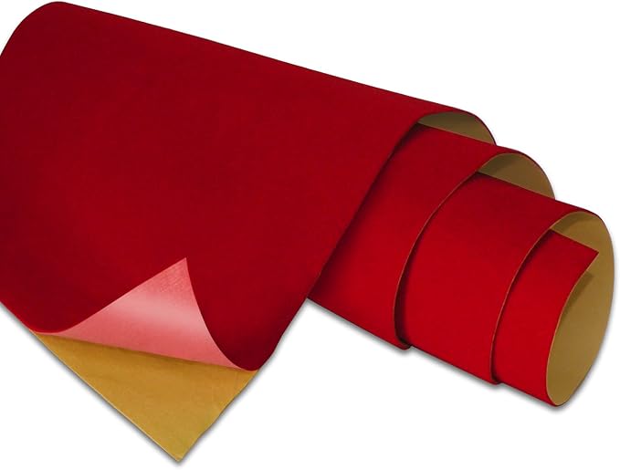 Red Self Adhesive Velvet Fabric Sticky Felt Sheets by Unknown