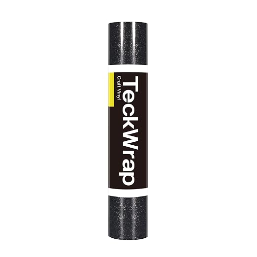 TECKWRAP Glossy Black Glitter Permanent Vinyl 12" x 5ft Roll, Shimmer Adhesive by TECKWRAP