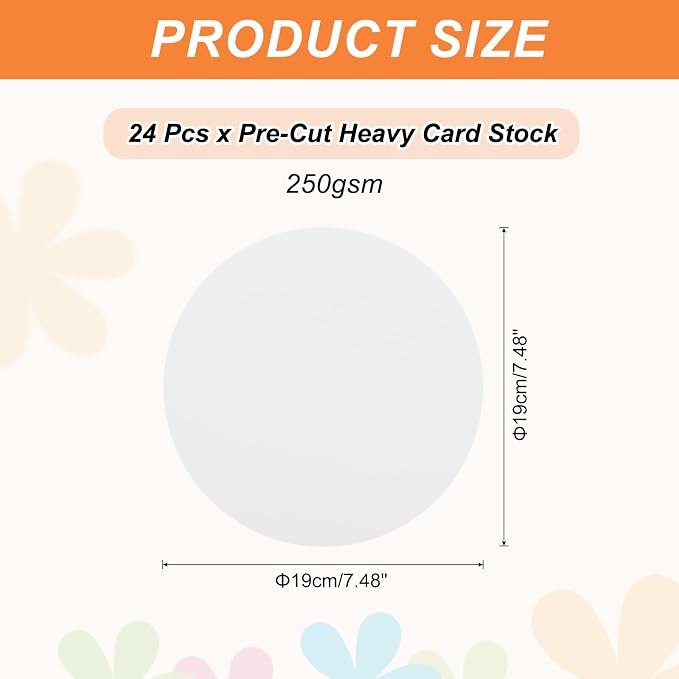 MECCANIXITY 24 Pcs Circle Card Stock, 7.5 Inch Round Cutouts Paper Thick - Image 2