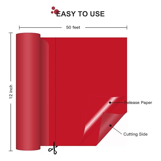 HTVRONT Red Permanent Vinyl Roll - Image 4