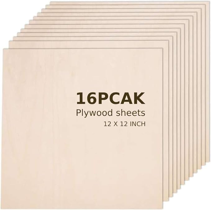Basswood Sheets for Crafts 16Pcs 12" x 12" x 1/12 Inch- 2mm Thick Plywood Sheets by Thiecoc