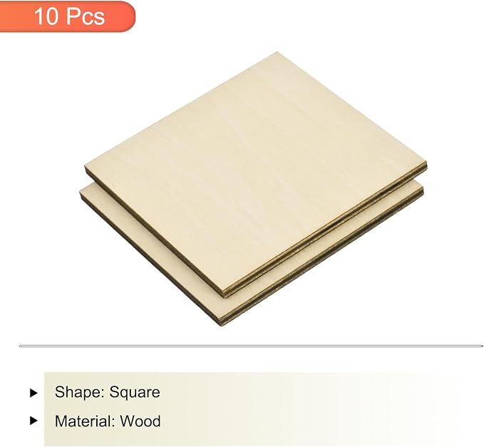 MECCANIXITY 10pcs Basswood Sheet 4 x 4 x 3/16 Inch Unfinished Wood Boards - Image 3