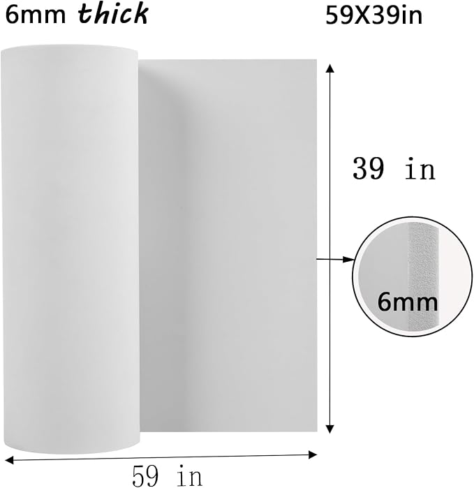 AMZQNART EVA Foam 6mm, Cosplay Foam 39x59 inch White, High Density 90 kg/m³ - Image 2