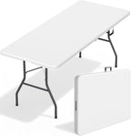 FDW 6FT Folding Table, Portable Fold-in-Half Plastic Picnic Party Table - Image 8