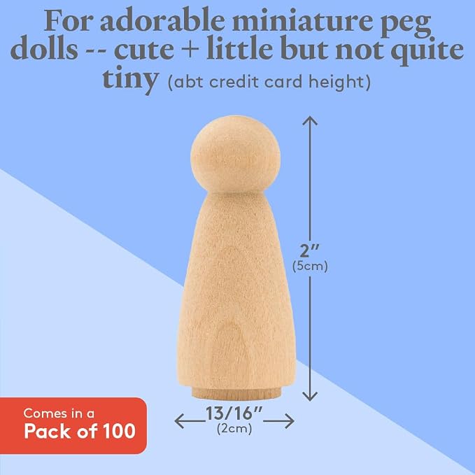 Wood Peg Dolls Unfinished 2 inch, Mom/Angel Shape, Miniature Figures, and Small - Image 4