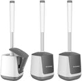 SetSail Toilet Brush 3 Pack Toilet Bowl Brush and Holder Toilet Cleaner Brush with Nylon Bristles Ventilated Toilet Brushes for Bathroom with Holder for Toilet Scrubber Cleaning, White & Grey
