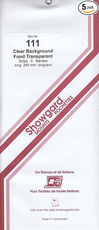 Strip Style Stamp Mounts Size 111 Clear by Showgard