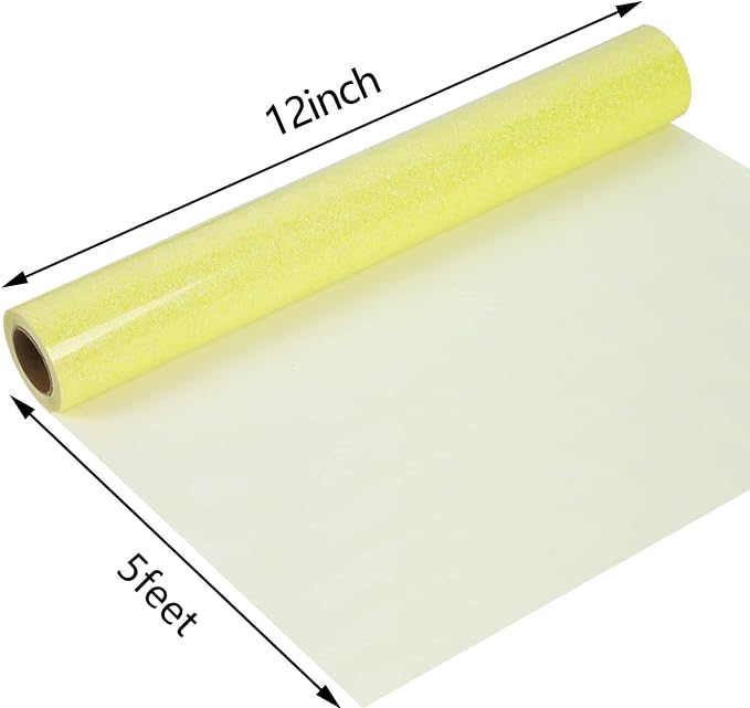 guangyintong Heat Transfer Vinyl Glow Glitter Light Yellow HTV Rolls, Glitter - Image 3