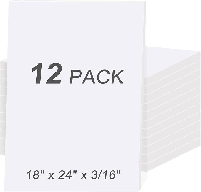 MYFAMIREA 12 Pack White Foam Board 18" x 24", 3/16" Thick Board Poster by MYFAMIREA