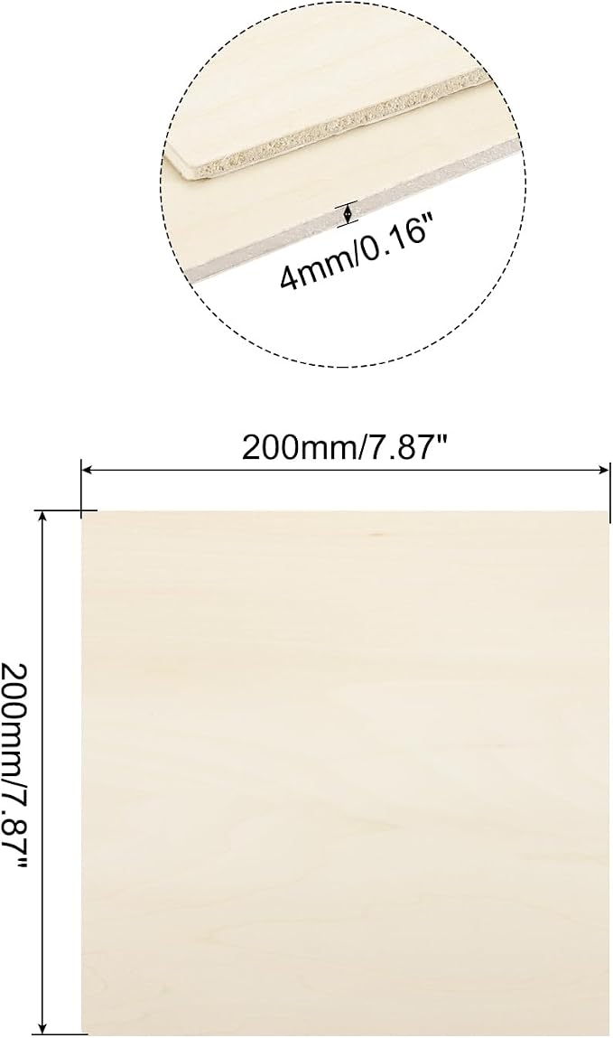 MECCANIXITY 3pcs Basswood Sheets 8 x 8 x 5/32 Inch Unfinished Wood Boards - Image 2