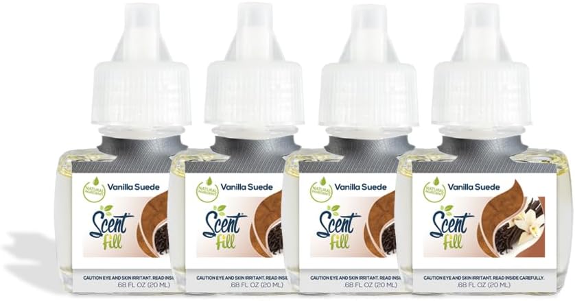Scent Fill Vanilla Suede Plug in Air Freshener Refills, 4 Scented Oil Refills